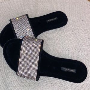 Velvet black rhinestone Victoria’s Secret slippers shoes